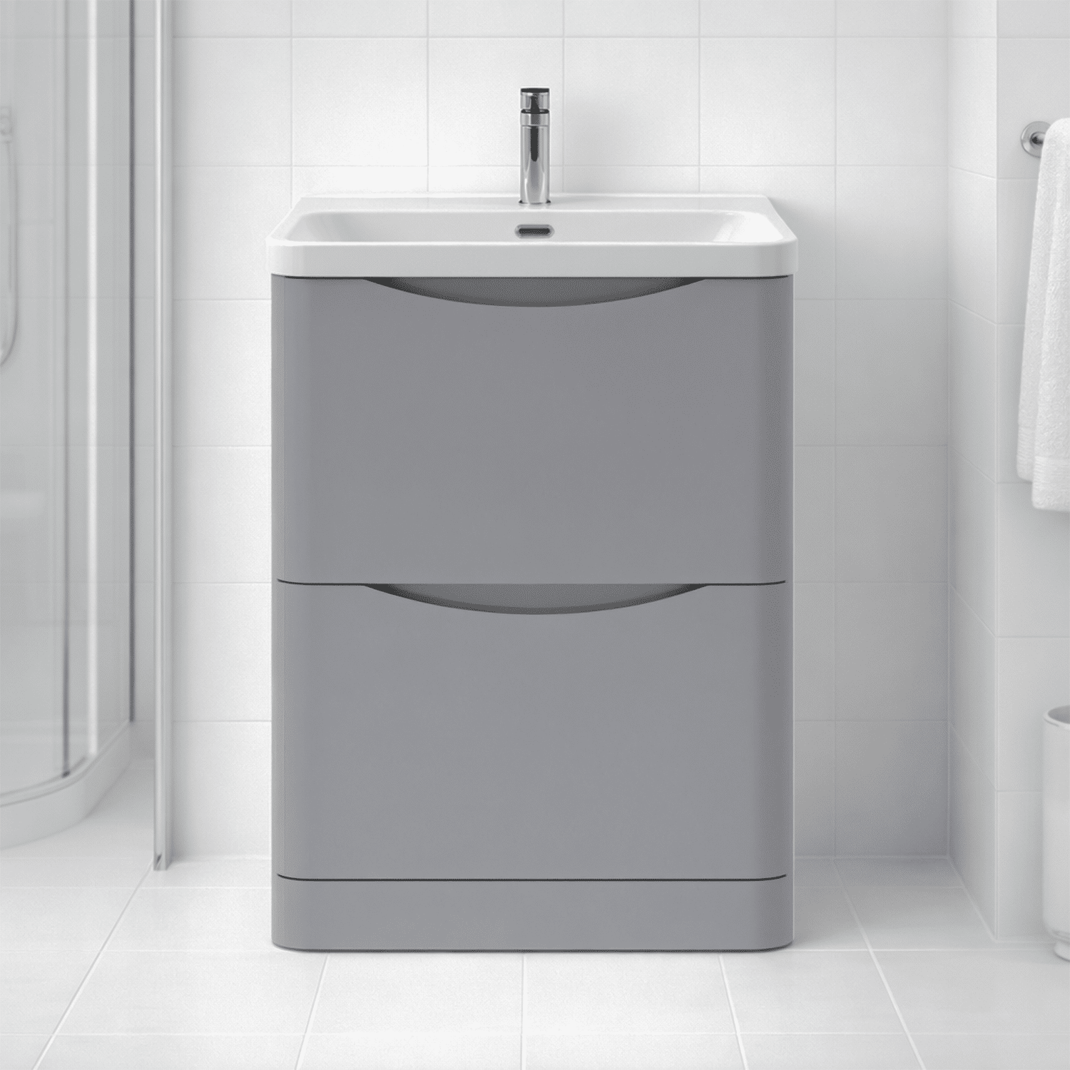 [BAL201B] Dunwood Floor Standing 2 Drawer Vanity Unit with Thin Edge Basin - Choice of Colour and Size - Silo