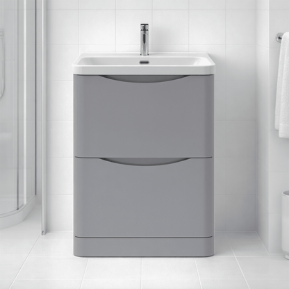 [BAL201B] Dunwood Floor Standing 2 Drawer Vanity Unit with Thin Edge Basin - Choice of Colour and Size - Silo