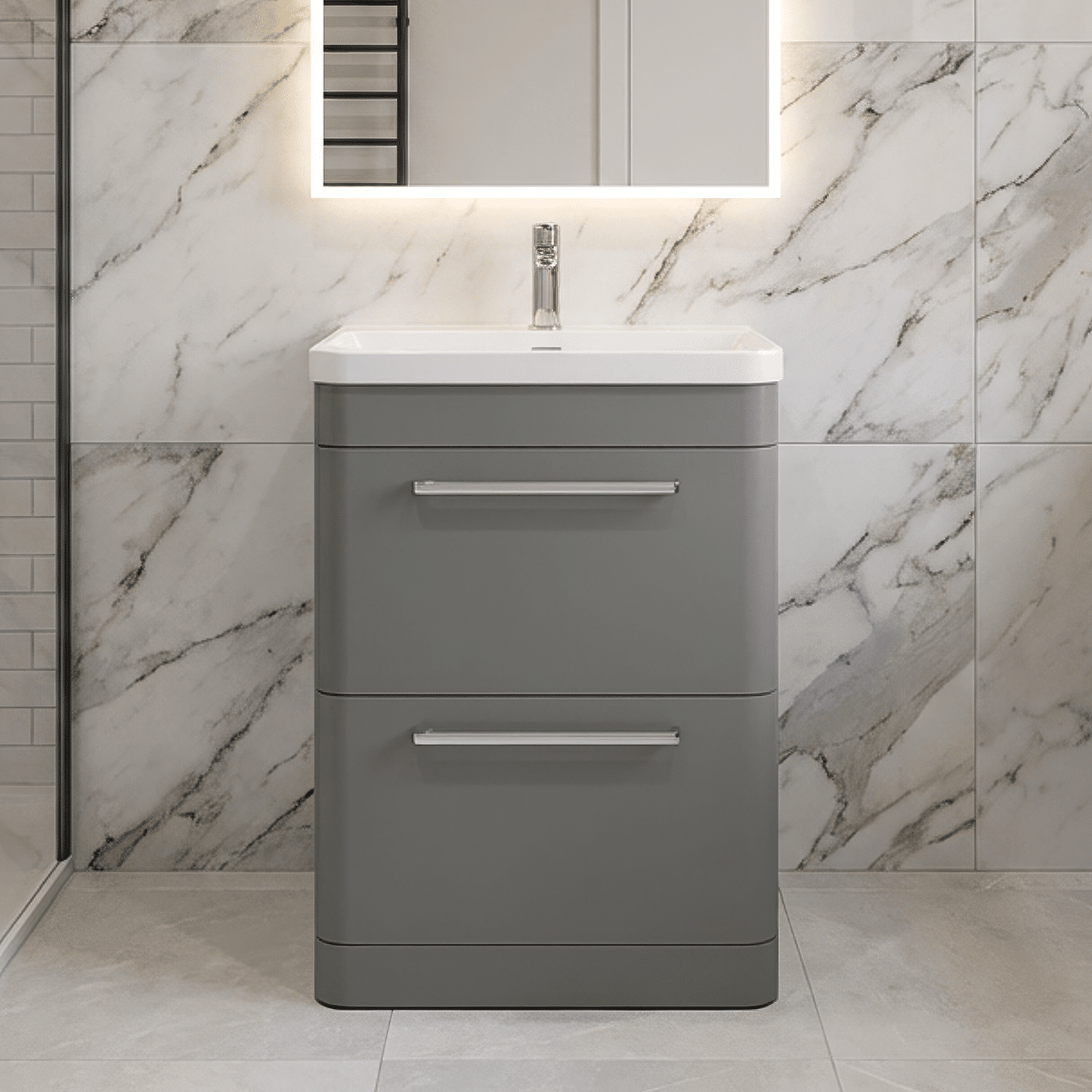 [BAL201C] Croxden Floor Standing Vanity Unit and Basin - Choice of Finish - Silo