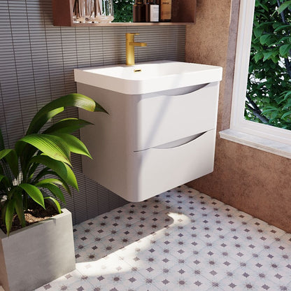 [BAL202B] Dunwood Contemporary Wall Hung 2 Drawer Vanity Basin Unit, Choice of Size and Colour - Lifestyle 3