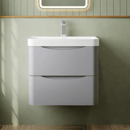 [BAL202B] Dunwood Contemporary Wall Hung 2 Drawer Vanity Basin Unit, Choice of Size and Colour - Silo