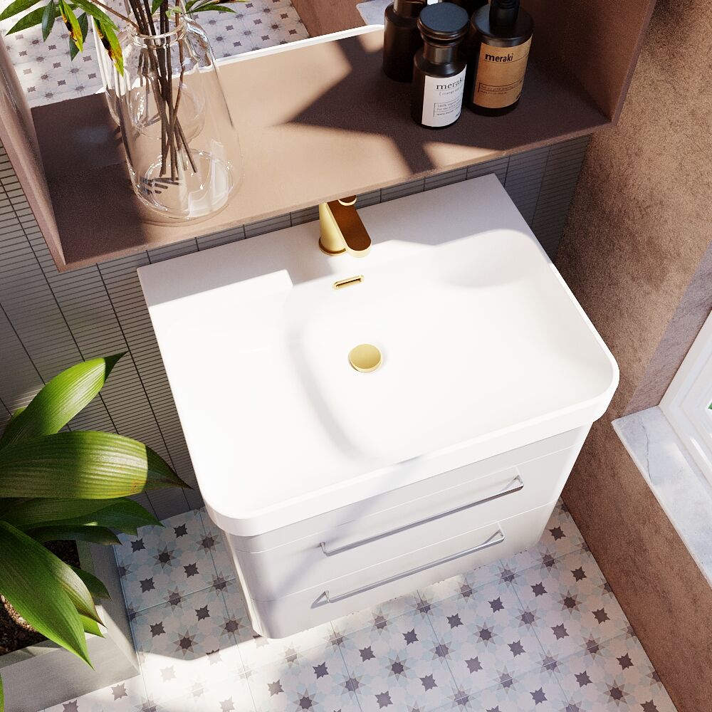 [BAL202C] Croxden Modern Wall Hung Vanity Basin Unit with Soft Close Drawers - 600mm or 800mm - Lifestyle 2