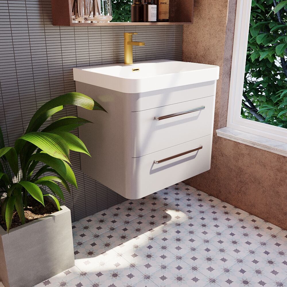 [BAL202C] Croxden Modern Wall Hung Vanity Basin Unit with Soft Close Drawers - 600mm or 800mm - Lifestyle 3