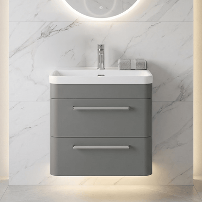 [BAL202C] Croxden Modern Wall Hung Vanity Basin Unit with Soft Close Drawers - 600mm or 800mm - Silo