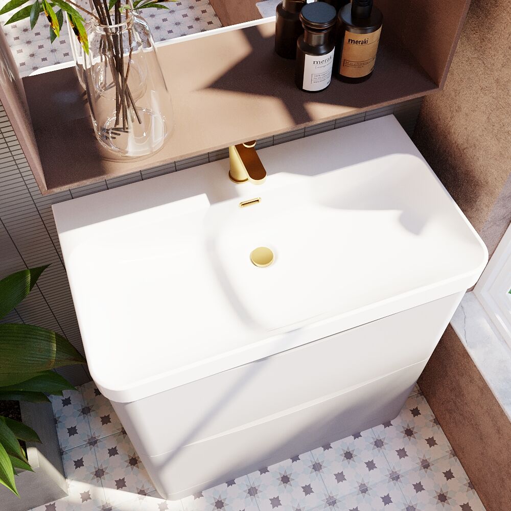 [BAL203B] Dunwood Floor Standing 2 Drawer Vanity Unit with Thin Edge Basin - Choice of Colour and Size - Lifestyle 2