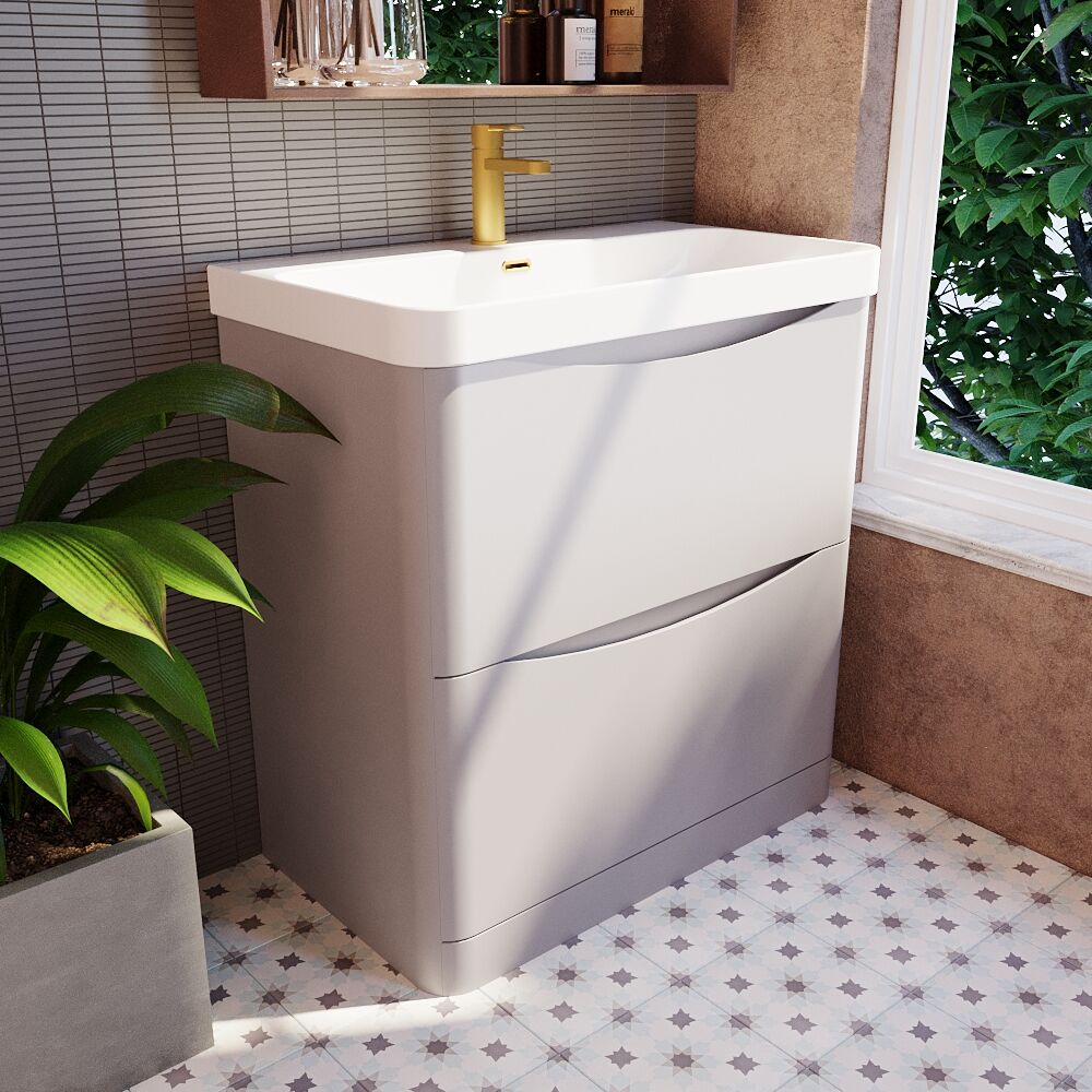 [BAL203B] Dunwood Floor Standing 2 Drawer Vanity Unit with Thin Edge Basin - Choice of Colour and Size - Lifestyle 3
