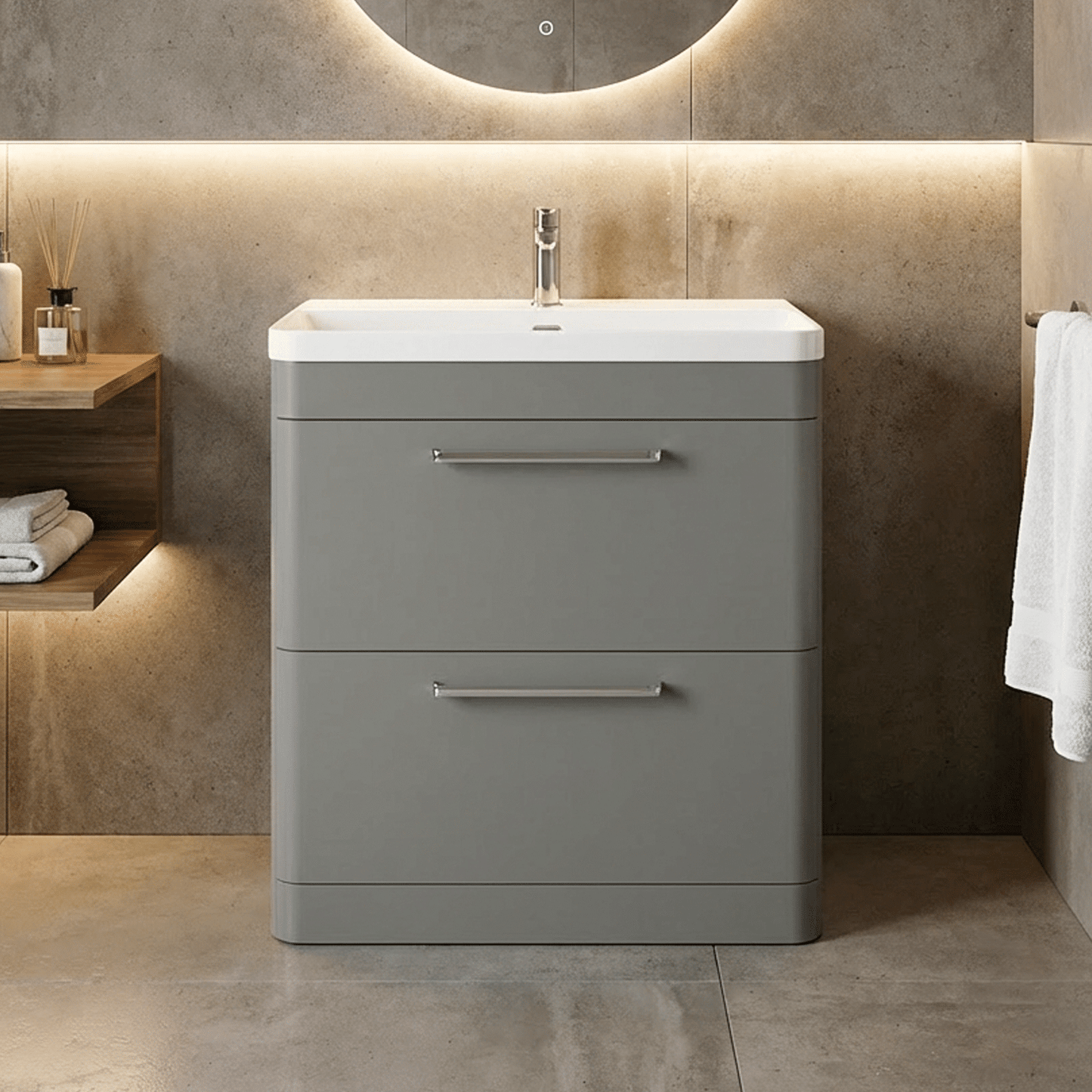 [BAL203C] Croxden Floor Standing Vanity Unit and Basin - Choice of Finish - Silo