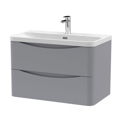 [BAL204B] Dunwood Contemporary Wall Hung 2 Drawer Vanity Basin Unit, Choice of Size and Colour - Cutout