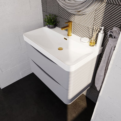 [BAL204B] Dunwood Contemporary Wall Hung 2 Drawer Vanity Basin Unit, Choice of Size and Colour - Lifestyle 2