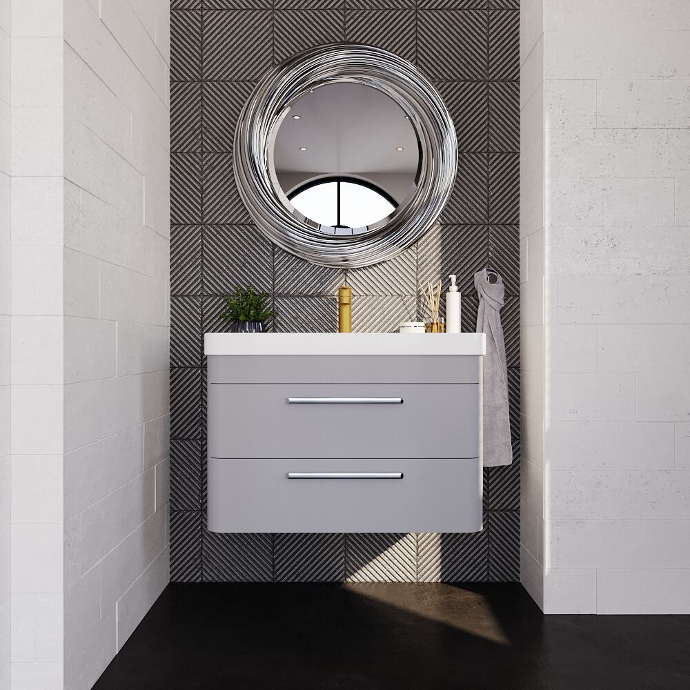[BAL204C] Croxden Modern Wall Hung Vanity Basin Unit with Soft Close Drawers - 600mm or 800mm - Lifestyle 1