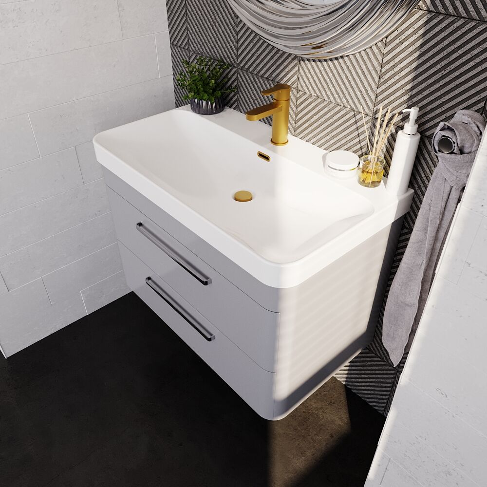 [BAL204C] Croxden Modern Wall Hung Vanity Basin Unit with Soft Close Drawers - 600mm or 800mm - Lifestyle 2