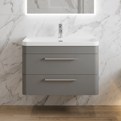 [BAL204C] Croxden Modern Wall Hung Vanity Basin Unit with Soft Close Drawers - 600mm or 800mm - Silo
