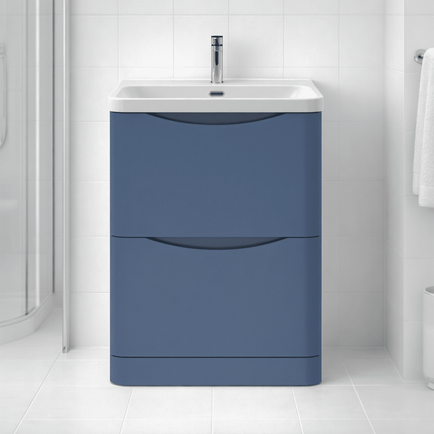 [BAL301B] Dunwood Floor Standing 2 Drawer Vanity Unit with Thin Edge Basin - Choice of Colour and Size - Silo