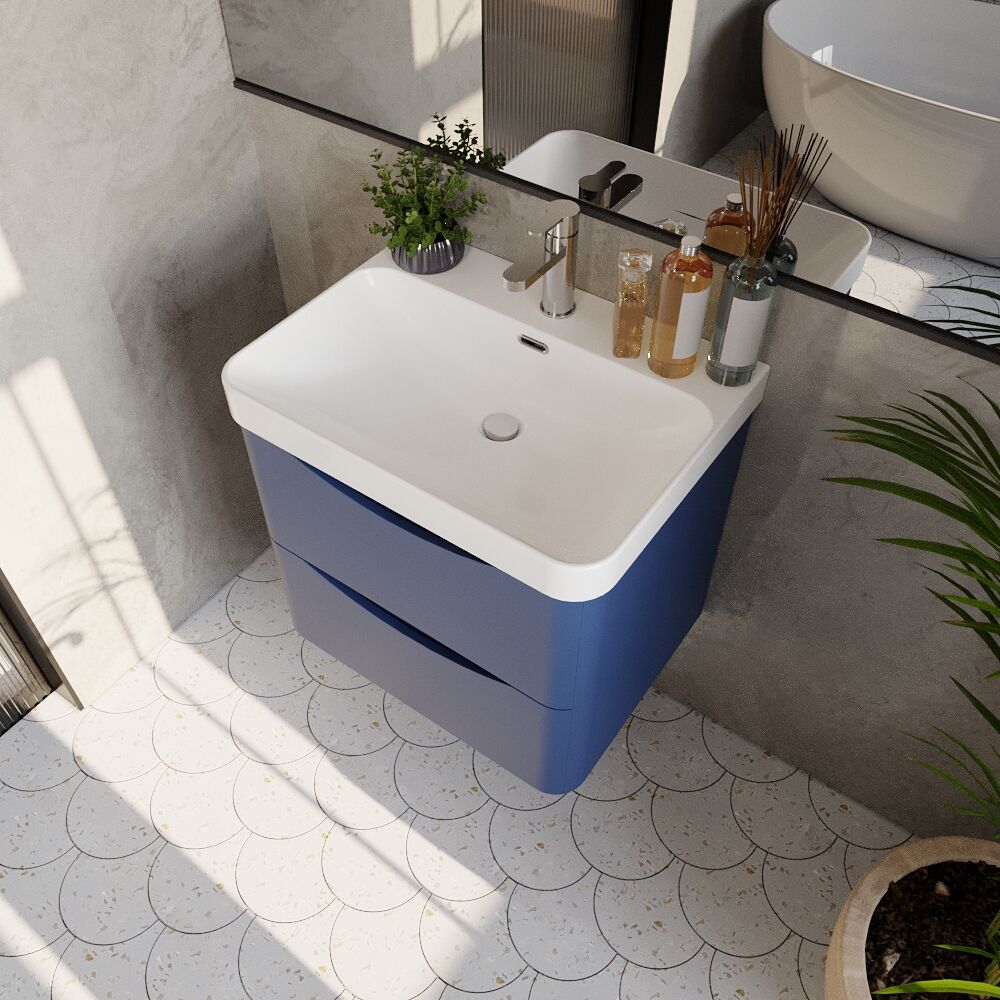 [BAL302B] Dunwood Contemporary Wall Hung 2 Drawer Vanity Basin Unit, Choice of Size and Colour - Lifestyle 2
