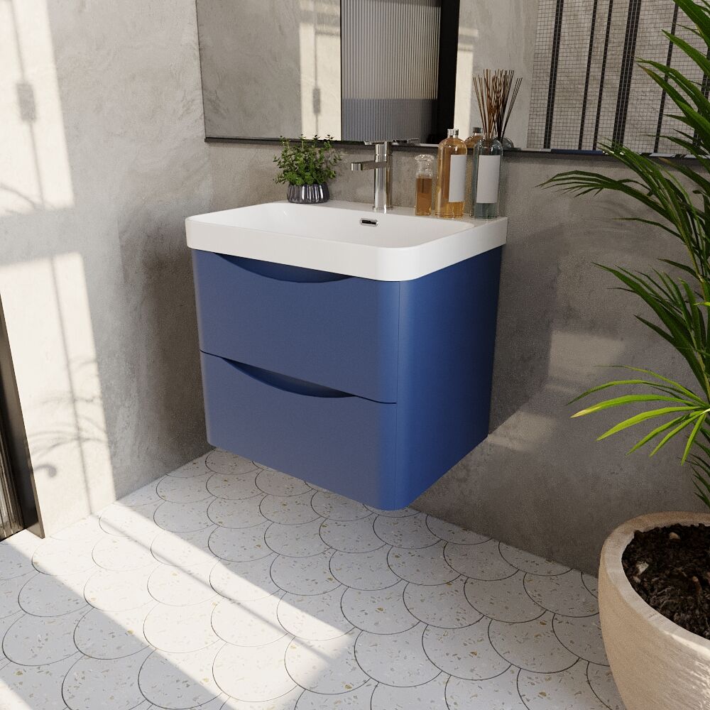 [BAL302B] Dunwood Contemporary Wall Hung 2 Drawer Vanity Basin Unit, Choice of Size and Colour - Lifestyle 3