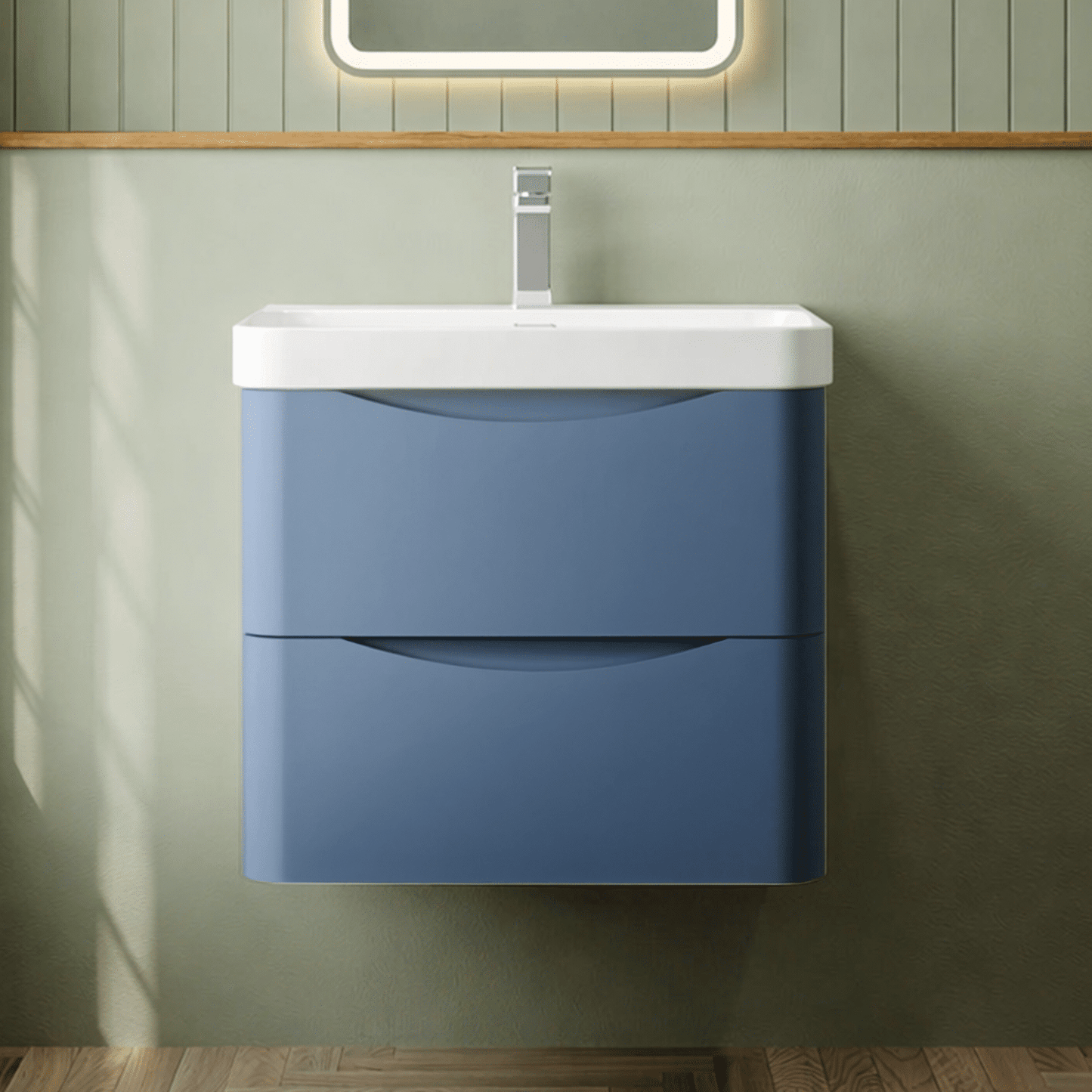 [BAL302B] Dunwood Contemporary Wall Hung 2 Drawer Vanity Basin Unit, Choice of Size and Colour - Silo