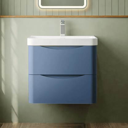 [BAL302B] Dunwood Contemporary Wall Hung 2 Drawer Vanity Basin Unit, Choice of Size and Colour - Silo