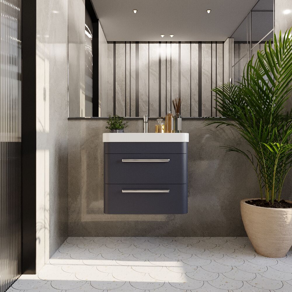 [BAL302C] Croxden Modern Wall Hung Vanity Basin Unit with Soft Close Drawers - 600mm or 800mm - Lifestyle 1