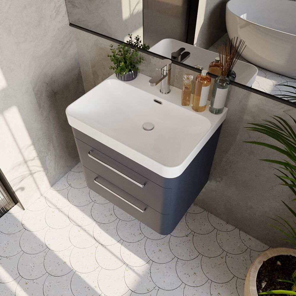 [BAL302C] Croxden Modern Wall Hung Vanity Basin Unit with Soft Close Drawers - 600mm or 800mm - Lifestyle 2