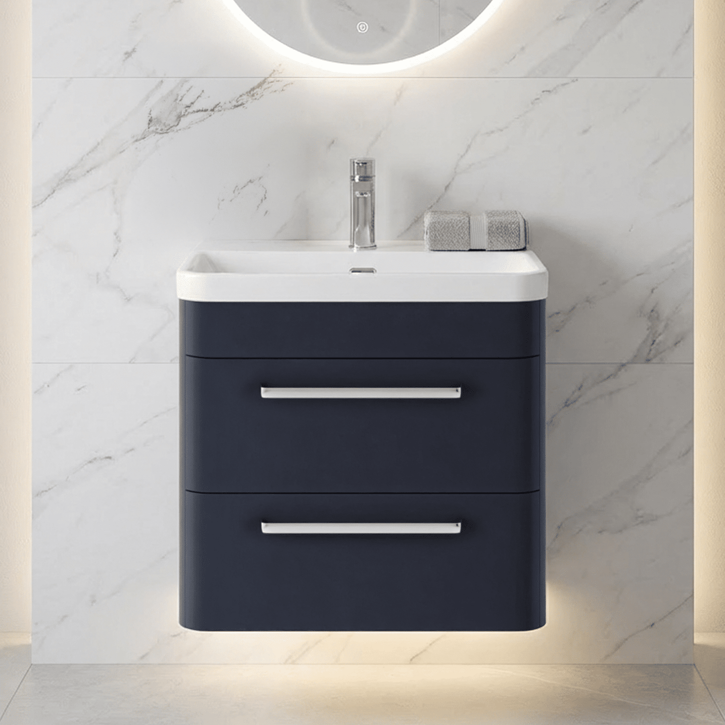 [BAL302C] Croxden Modern Wall Hung Vanity Basin Unit with Soft Close Drawers - 600mm or 800mm - Silo
