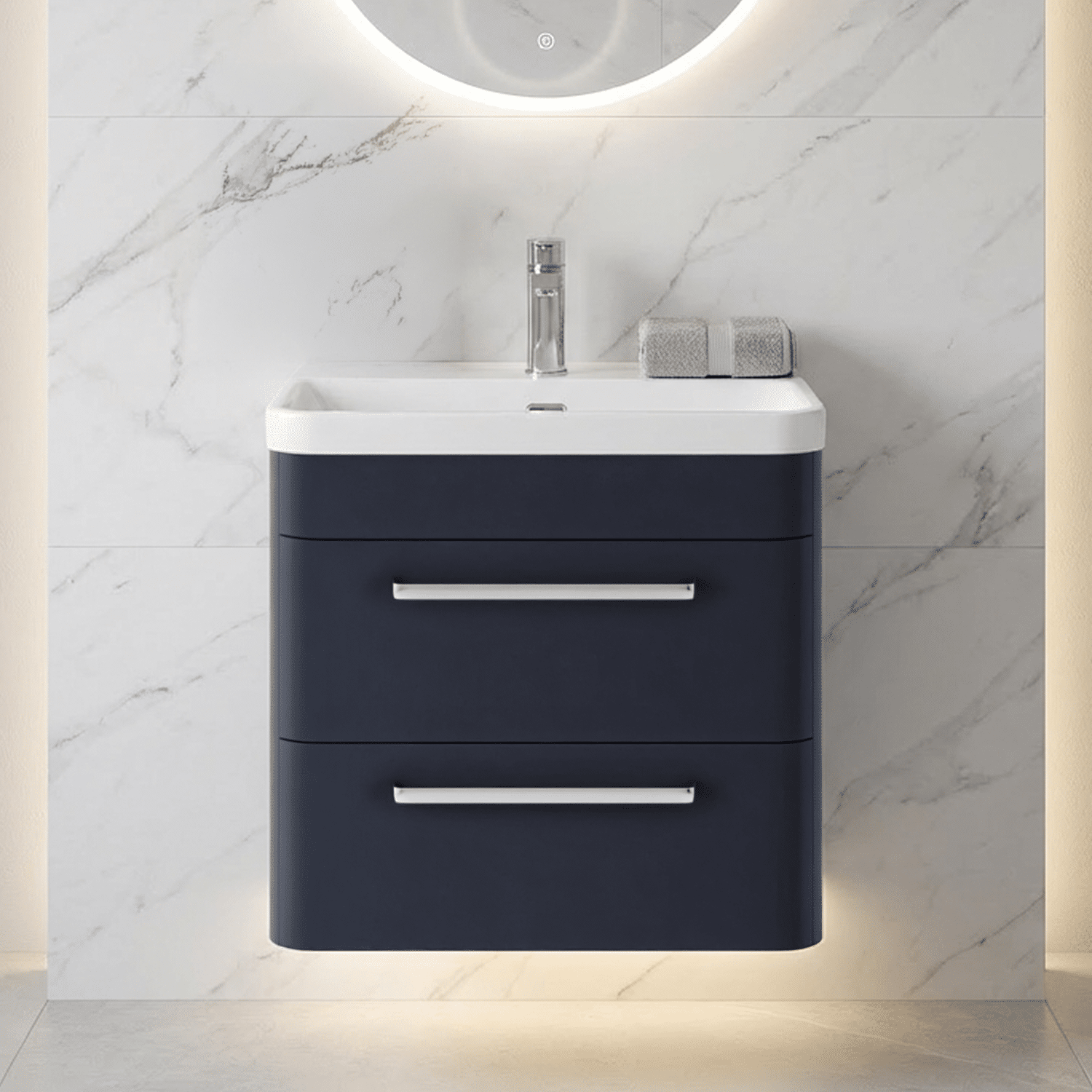 [BAL302C] Croxden Modern Wall Hung Vanity Basin Unit with Soft Close Drawers - 600mm or 800mm - Silo