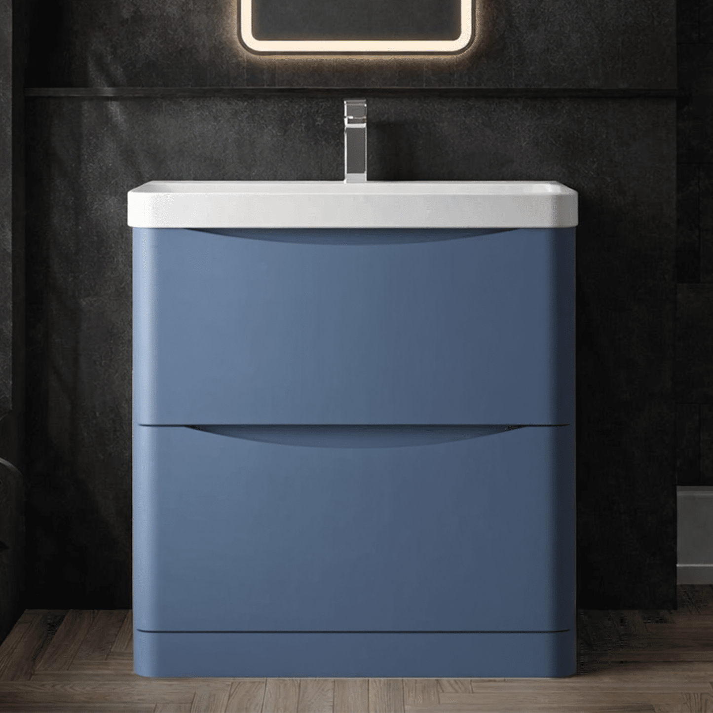 [BAL303B] Dunwood Floor Standing 2 Drawer Vanity Unit with Thin Edge Basin - Choice of Colour and Size - Silo