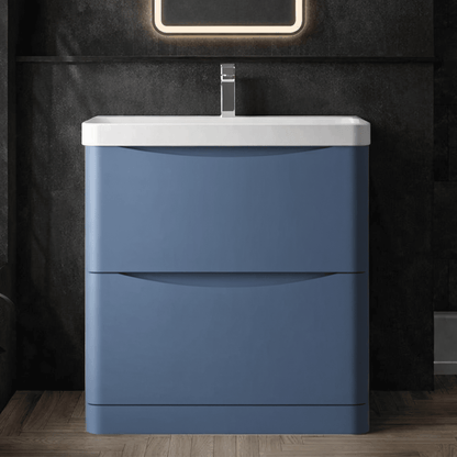 [BAL303B] Dunwood Floor Standing 2 Drawer Vanity Unit with Thin Edge Basin - Choice of Colour and Size - Silo