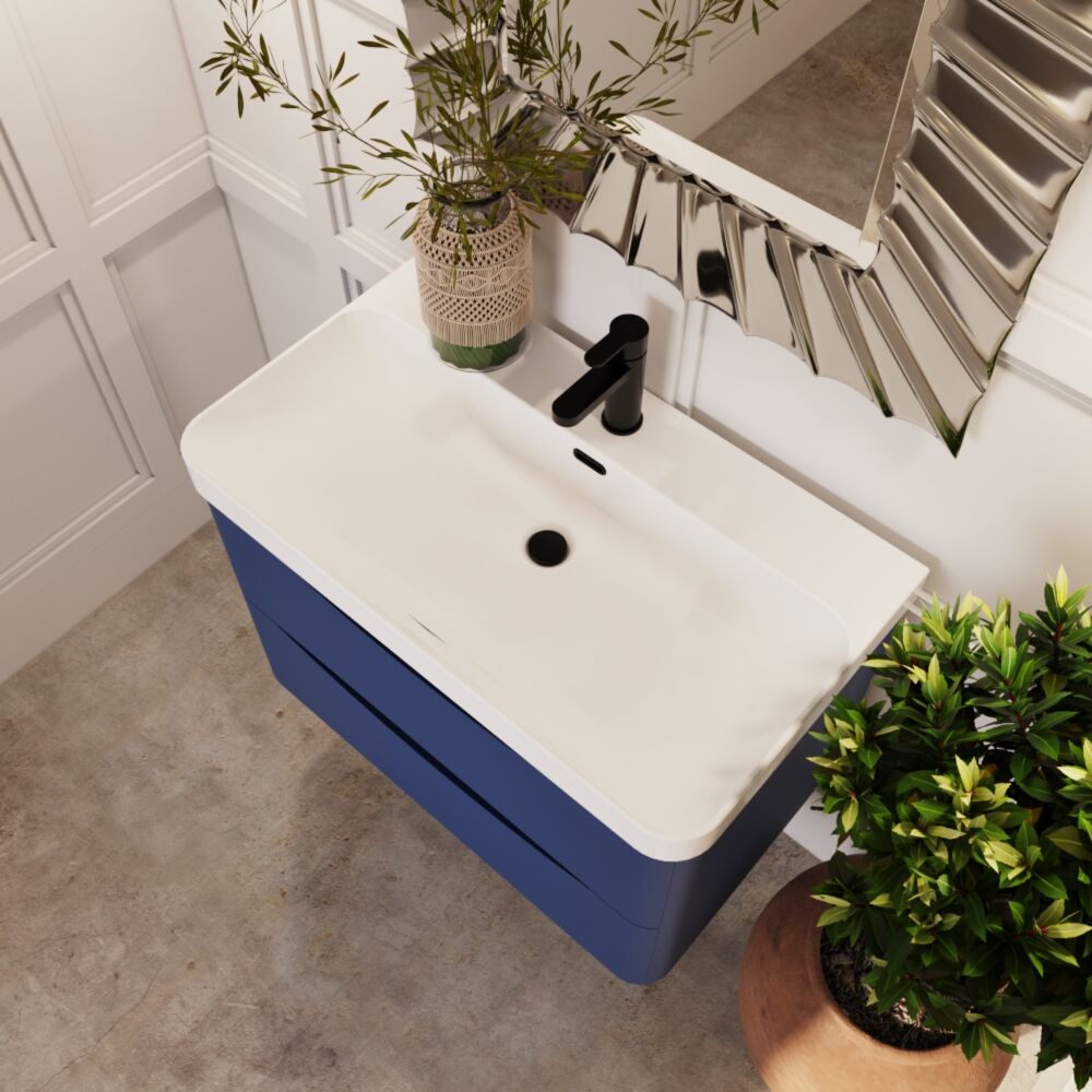 [BAL304B] Dunwood Contemporary Wall Hung 2 Drawer Vanity Basin Unit, Choice of Size and Colour - Lifestyle 2