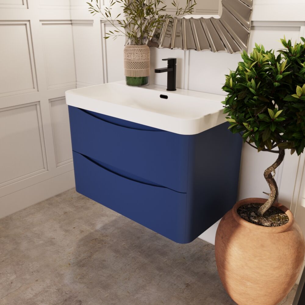 [BAL304B] Dunwood Contemporary Wall Hung 2 Drawer Vanity Basin Unit, Choice of Size and Colour - Lifestyle 3