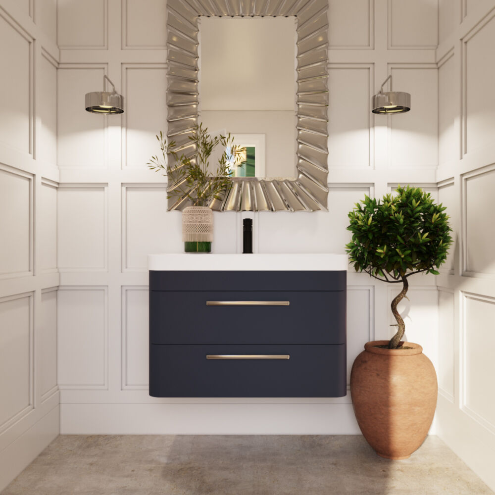 [BAL304C] Croxden Modern Wall Hung Vanity Basin Unit with Soft Close Drawers - 600mm or 800mm - Lifestyle 1