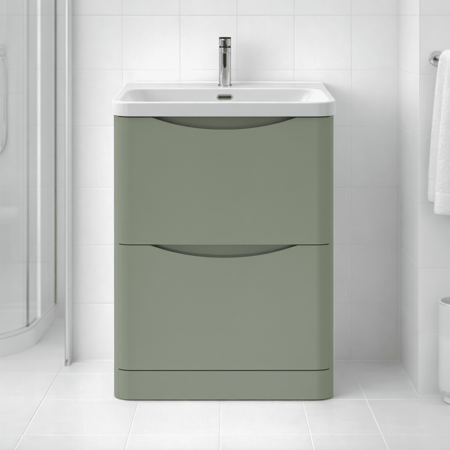 [BAL801B] Dunwood Floor Standing 2 Drawer Vanity Unit with Thin Edge Basin - Choice of Colour and Size - Silo