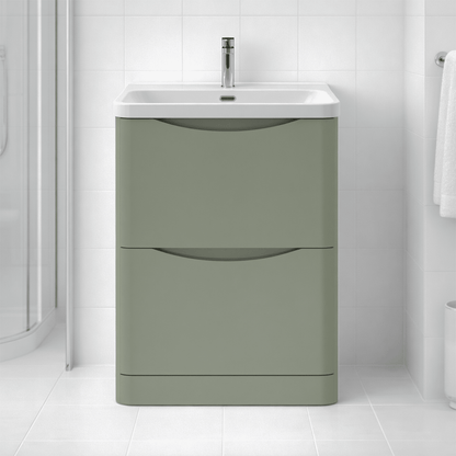[BAL801B] Dunwood Floor Standing 2 Drawer Vanity Unit with Thin Edge Basin - Choice of Colour and Size - Silo