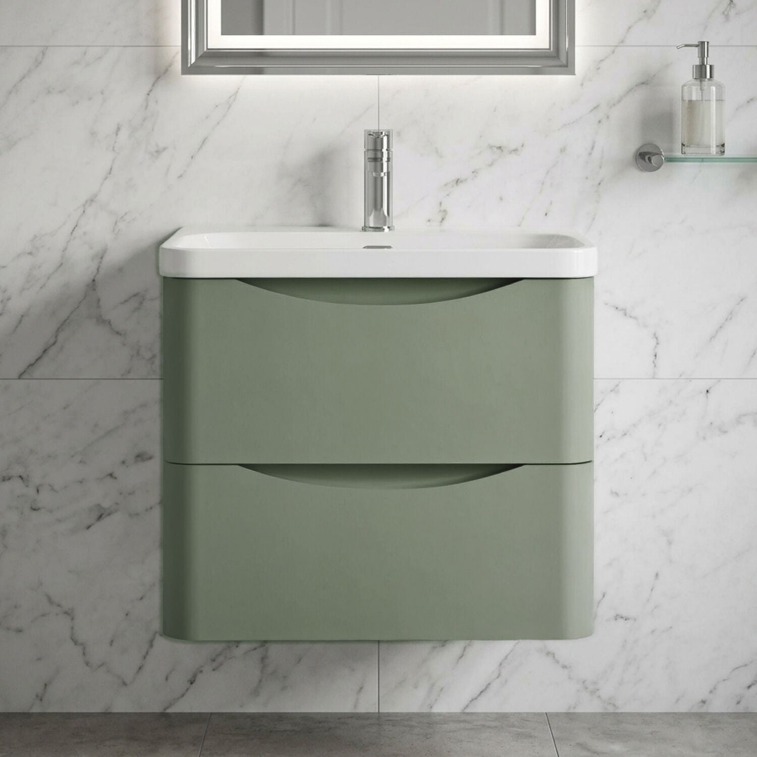 [BAL802B] Dunwood Contemporary Wall Hung 2 Drawer Vanity Basin Unit, Choice of Size and Colour - Silo