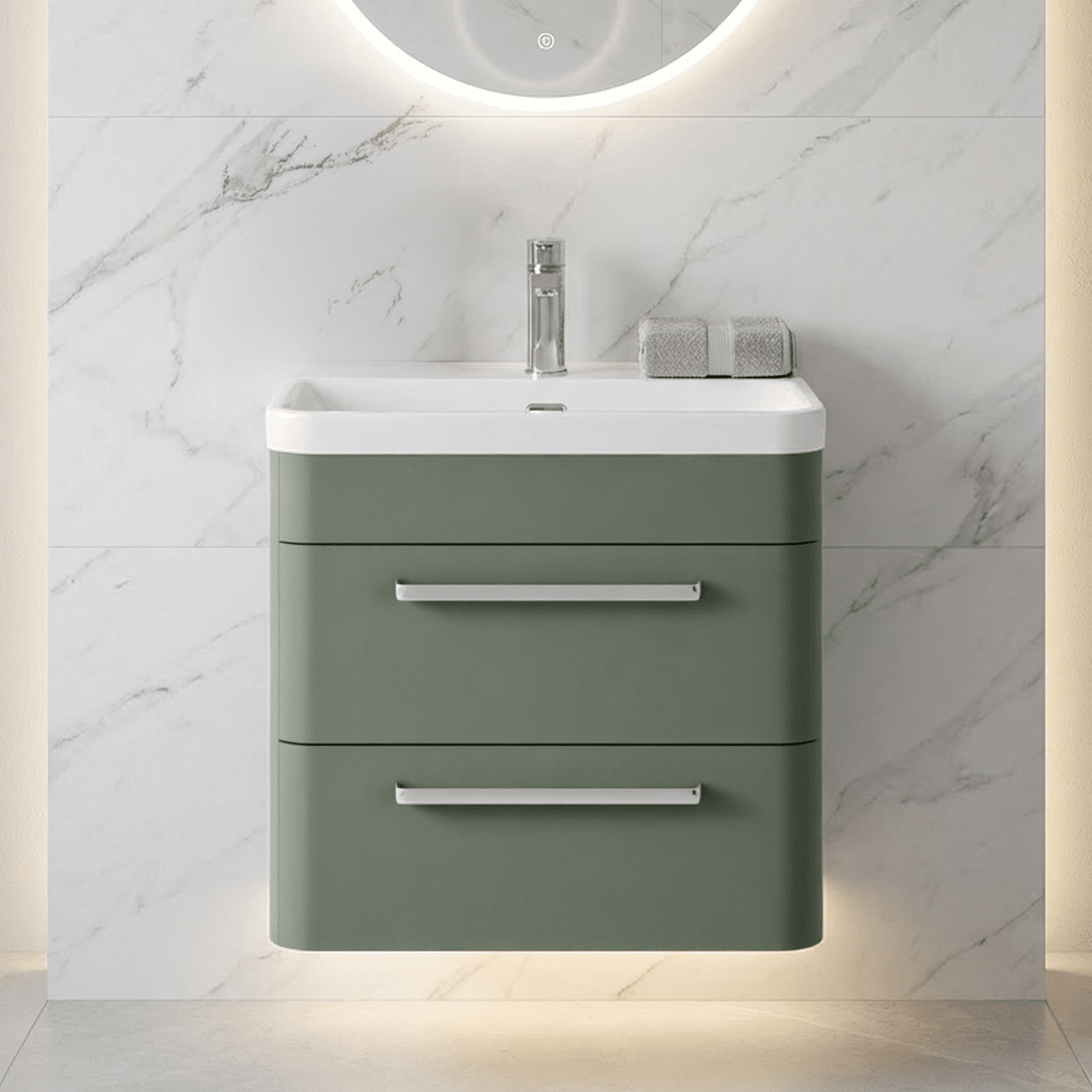 [BAL802D] Croxden Modern Wall Hung Vanity Basin Unit with Soft Close Drawers - 600mm or 800mm - Silo