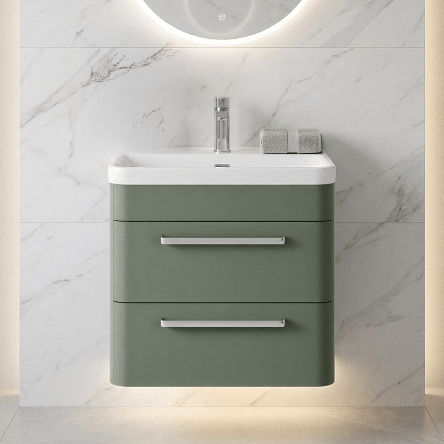 [BAL802D] Croxden Modern Wall Hung Vanity Basin Unit with Soft Close Drawers - 600mm or 800mm - Silo
