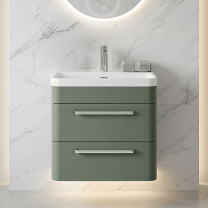 [BAL802D] Croxden Modern Wall Hung Vanity Basin Unit with Soft Close Drawers - 600mm or 800mm - Silo