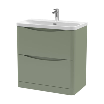 [BAL803B] Dunwood Floor Standing 2 Drawer Vanity Unit with Thin Edge Basin - Choice of Colour and Size - Cutout