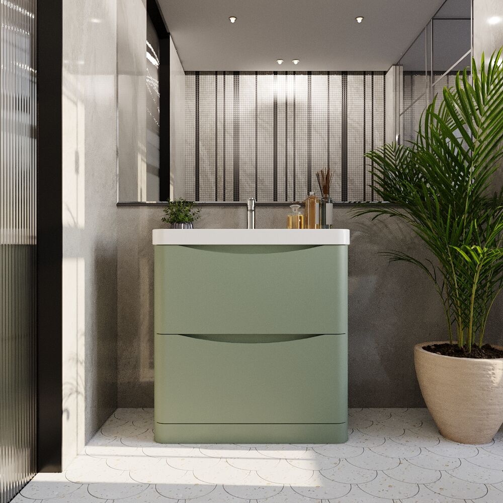[BAL803B] Dunwood Floor Standing 2 Drawer Vanity Unit with Thin Edge Basin - Choice of Colour and Size - Lifestyle 1