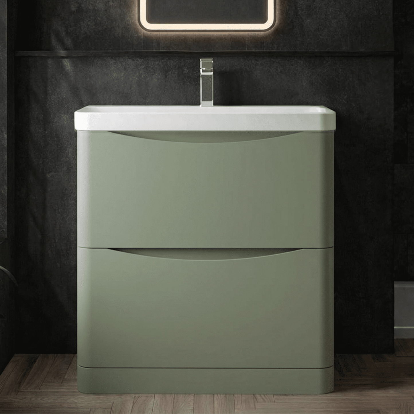 [BAL803B] Dunwood Floor Standing 2 Drawer Vanity Unit with Thin Edge Basin - Choice of Colour and Size - Silo