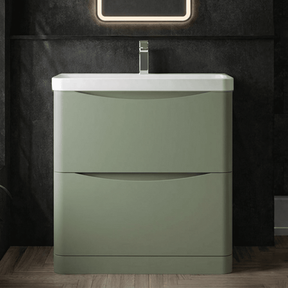 [BAL803B] Dunwood Floor Standing 2 Drawer Vanity Unit with Thin Edge Basin - Choice of Colour and Size - Silo