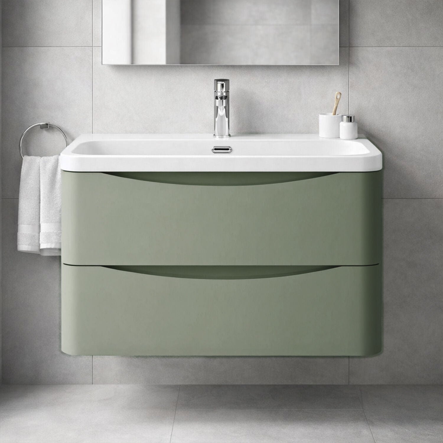 [BAL804B] Dunwood Contemporary Wall Hung 2 Drawer Vanity Basin Unit, Choice of Size and Colour - Silo