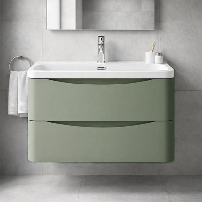 [BAL804B] Dunwood Contemporary Wall Hung 2 Drawer Vanity Basin Unit, Choice of Size and Colour - Silo