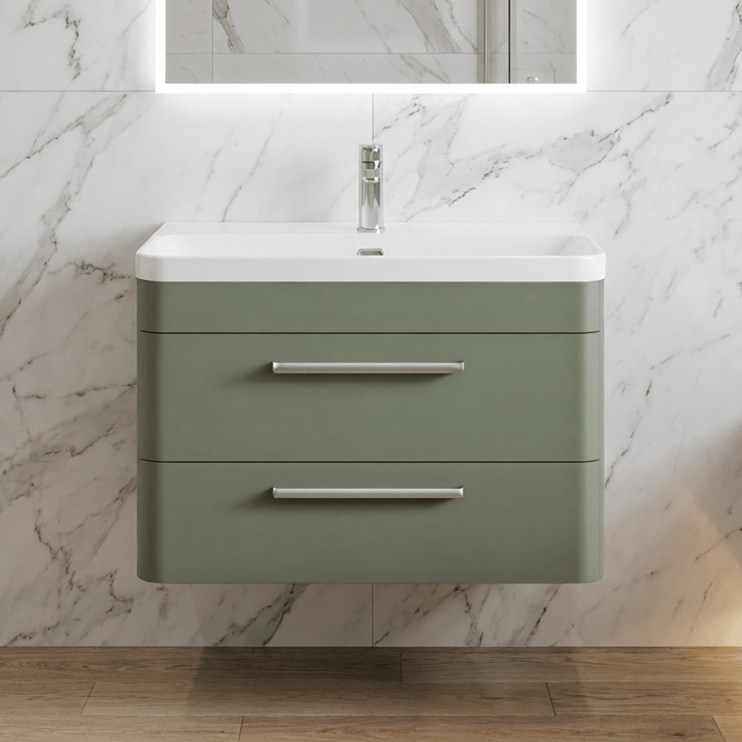 [BAL804D] Croxden Modern Wall Hung Vanity Basin Unit with Soft Close Drawers - 600mm or 800mm - Silo
