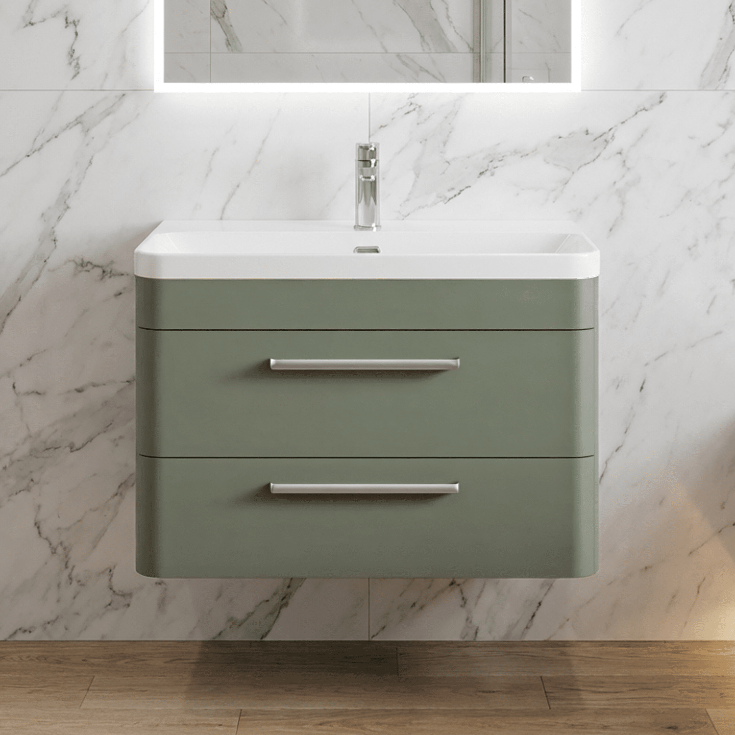 [BAL804D] Croxden Modern Wall Hung Vanity Basin Unit with Soft Close Drawers - 600mm or 800mm - Silo