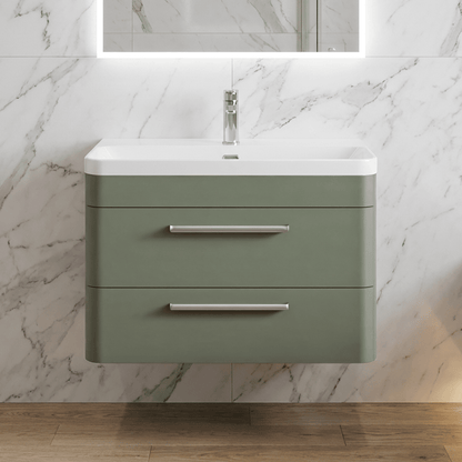 [BAL804D] Croxden Modern Wall Hung Vanity Basin Unit with Soft Close Drawers - 600mm or 800mm - Silo