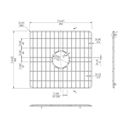 [BALAE318] Wire Grid Double Bowl C/W 33" (Pair) - Technical Drawing