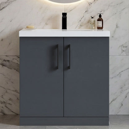 [BALARN1405AH018] Bramshall Floor Standing 2 Door Vanity Basin Unit with Mid-Edge Basin, 800mm, Choice of Colour and Handle Finish - Silo