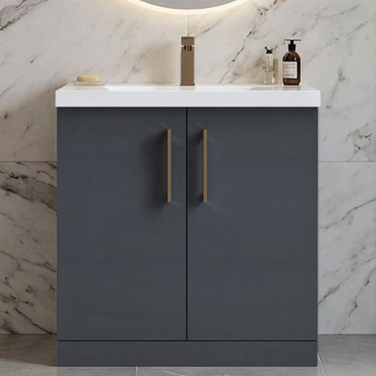 [BALARN1405AH1516] Bramshall Floor Standing 2 Door Vanity Basin Unit with Mid-Edge Basin, 800mm, Choice of Colour and Handle Finish - Silo