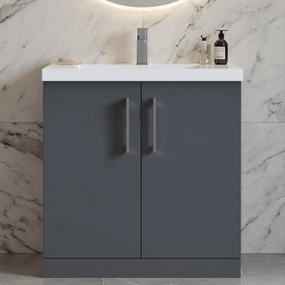 [BALARN1405AH716] Bramshall Floor Standing 2 Door Vanity Basin Unit with Mid-Edge Basin, 800mm, Choice of Colour and Handle Finish - Silo