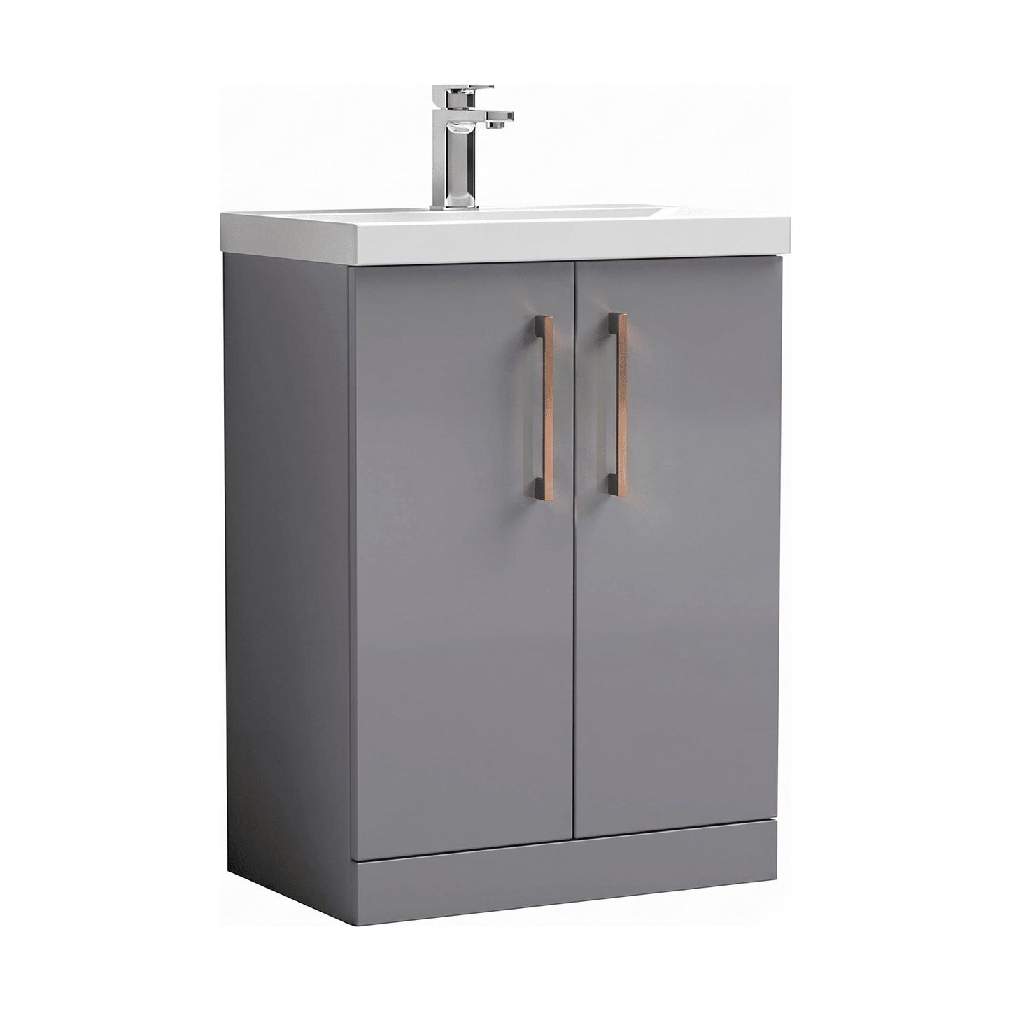[BALARN2203AH019] Balterley Bramshall Modern Bathroom 2 Soft Close Door & Mid-Edge Vanity Unit Basin, Satin Grey, 600mm - Cutout